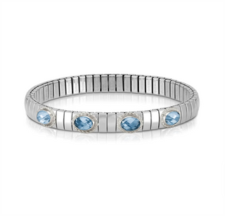Nomination - Extension stretch BRACELET steel 925 sterling silver FOUR BLUE ZIRCONIA BRAIDED