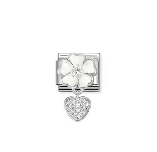 Nomination - Link CHARMS 925 sterling silver WHITE FLOWER WITH HEART