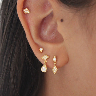 STINE A - Miss Harlekin Earring W/Stones - Gold