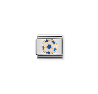 Nomination - Link ITALIAN FOOTBALL 18k gold WHITE, LIGHT BLUE BALL