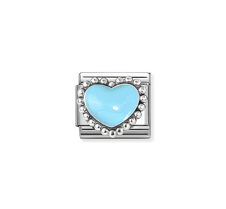 Nomination - Link SYMBOLS enamel and 925 sterling silver BLUE RAISED HEART