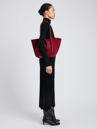 PROENZA SCHOULER - Large Ruched Tote Suede - Merlot