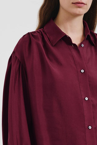 POMANDÈRE - Silk Twill Shirt - Burgundy