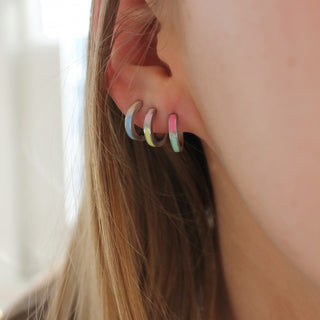 STINE A - Petit Circus Huggie Earring - Yellow & Pink Silver Single