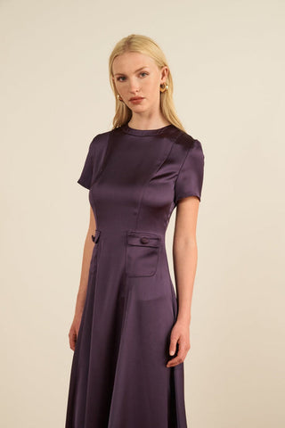 MARIA DE LA ORDEN - Albane Dress Short Sleeves - Plum