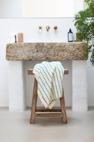 BONGUSTA - Naram Bath Towels -  Pure White & Grass