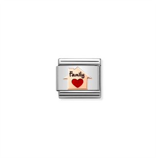 Nomination - Link CLASSIC symbols steel enamel 9k rose gold RED HEART HOUSE FAMILY