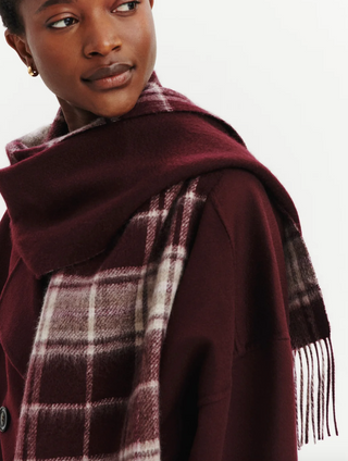 BOMPARD - Fringed Tartan Scarf - Grenat/Millet
