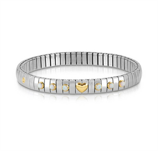 Nomination - Extension stretch BRACELET steel 18k gold OPAL STONES HEART