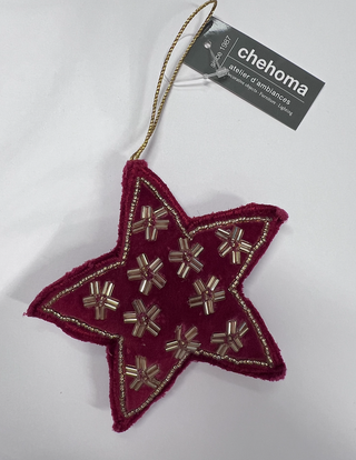 CHEHOMA - Hanging Embroidered Star Royal Red