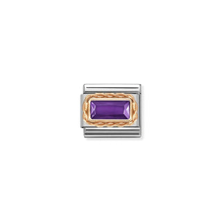 Nomination - Link FACETED BAGUETTE WITH RICH SETTING 9k gold PURPLE