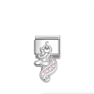 Nomination - Link Pendant Pink Stones UNICORN