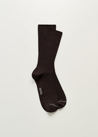 AIAYU - Cotton Rib Socks - Chocolate