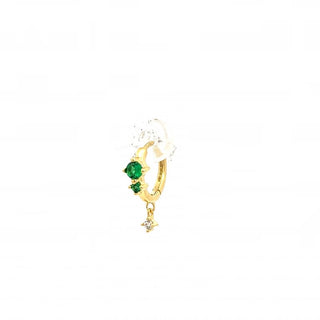 Rose Marie Paris - Hoop with Green Stone & Drop - Gold