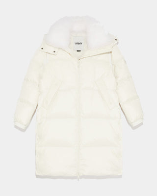 YVES SALOMON - Long Down Coat Lambswool - Limestone