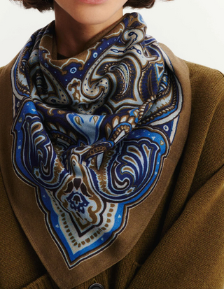 BOMPARD - Stan Paisley Scarf 90x90 - Noisette/Amiral