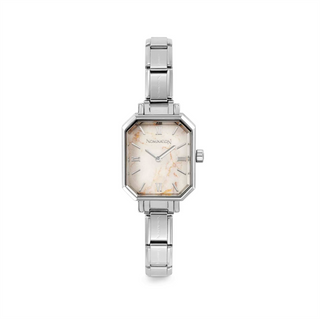Nomination - PARIS watch with steel band RECTANGLE MARBLE WHITE
