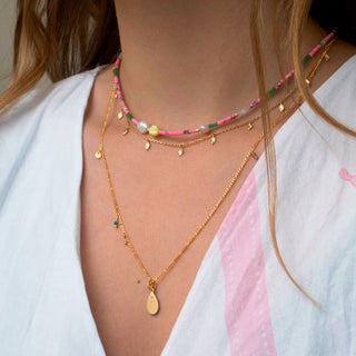 STINE A - Deep Sea Necklace W/Fresh Pink & Dusty Green Mix