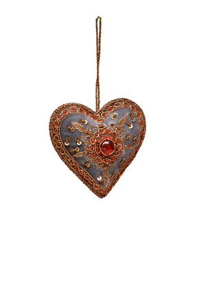 CHEHOMA - Embroidered Hanging Green & Burgundy Heart