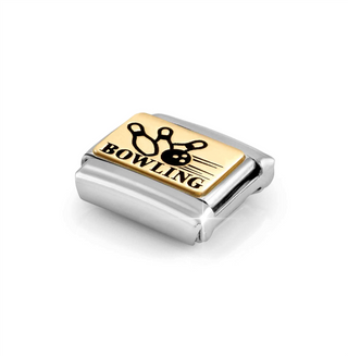 Nomination - Link PLATES steel 18k gold BOWLING