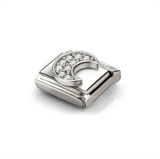 Nomination - Link SYMBOLS steel 925 sterling silver WHITE RICH MOON ZIRCONIA