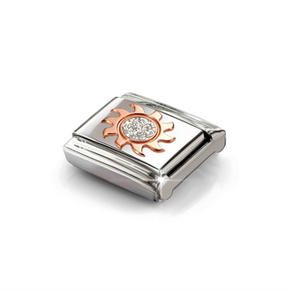 Nomination - Link SYMBOLS seel 9k rose gold SILVER GLITTER SUN