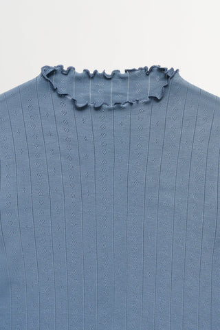 SKALL - Edie T-Neck Tee - Faded Blue