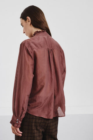 POMANDÈRE - Silk and Cotton Voile Ruffled Shirt - Mauve