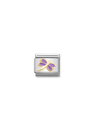 Nomination - Link 18k Gold & Enamel LILAC DRAGONFLY