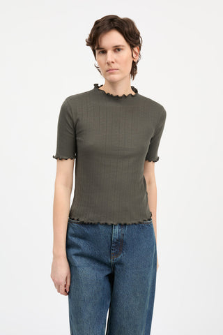 SKALL - Edie T-Neck Tee - Dark Green