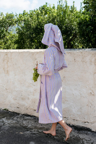 BONGUSTA - Naram Bathrobe - Lilac & Neon Yellow