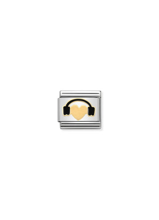 Nomination - Link Enamel & 18K Gold HEART WITH HEADSETS