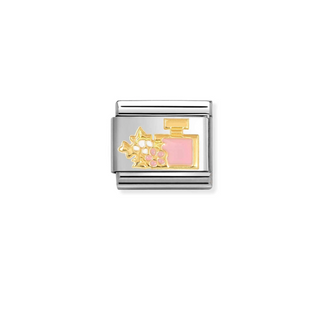 Nomination - Link SYMBOLS enamel and 18k gold PERFUME WITH FLOWER PINK WHITE