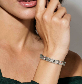Nomination - Link CLASSIC FACETD cz stainless steel 925 sterling silver BLACK STONE braid