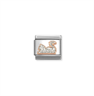 Nomination - Link SYMBOLS steel 9k rose gold GLITTER SILVER CAT
