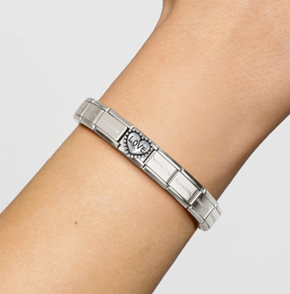 Nomination - Link composable OXIDIZED SYMBOLS steel 925 sterling silver LOVE DOTTED HEART