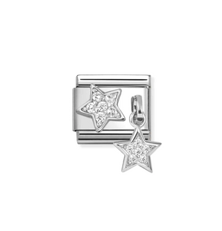 Nomination - Link CHARMS 925 sterling silver cz pave STAR AND STAR