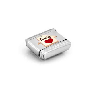 Nomination - Link CLASSIC symbols steel enamel 9k rose gold RED HEART HOUSE FAMILY