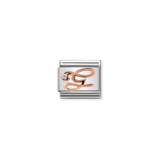 Nomination - Link LETTERS zircon 9k rose gold G