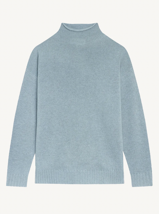BOMPARD - Loose High-Neck Sweater - Bleu Glacier