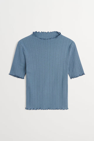SKALL - Edie T-Neck Tee - Faded Blue