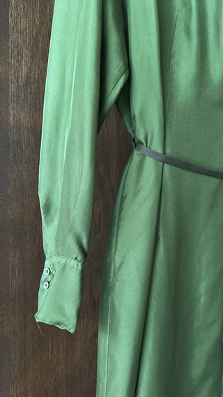 POMANDÈRE - Silk Habotai Dress - Seaweed Green