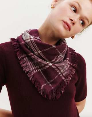 BOMPARD - Swann Tartan Mini Scarf 63x63 - Grenat/Millet