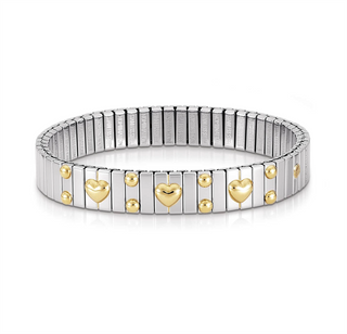 Nomination - Extension stretch BRACELET steel 18k gold HEART DOUBLE WIDE