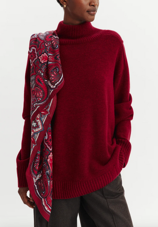 BOMPARD - Stan Paisley Scarf 90x90 - Rouge D'orient/Naturel