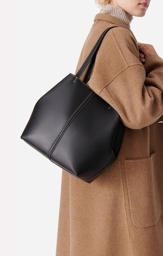 VANESSA BRUNO - Small Daily Leather Tote - Black