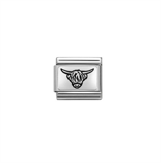 Nomination - Link CLASSIC PLATES steel 925 sterling silver HIGHLAND COW CATTLE