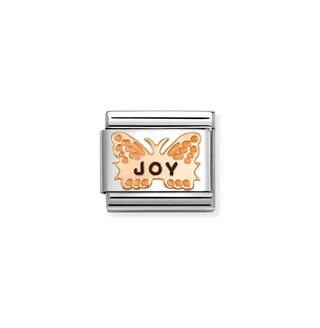Nomination - Link SYMBOLS steel enamel 9k rose gold ORANGE BUTTERFLY JOY