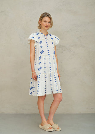 M.A.B.E - Iris Woven Frill Dress - Blue