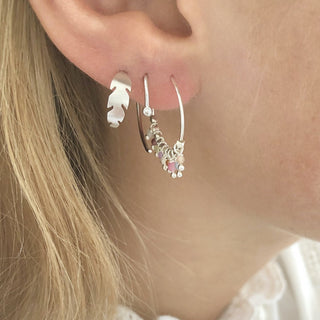 STINE A - Petit Creol W/Feather Earring - Silver Single